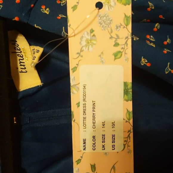 50s Lottie Cherry Blue Swing Dress Timeless London - Picture 4 of 4